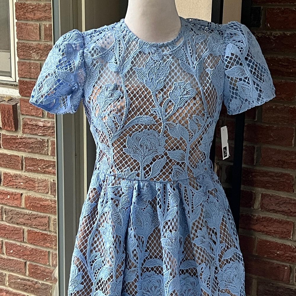 SELF-PORTRAIT Lily Mesh Lace A-Line Midi-Dress Size 0 NWT - Picture 4 of 7